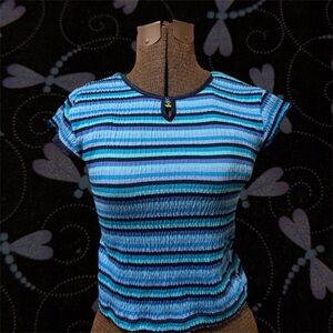 Vibrant Blue Striped Women's Tee